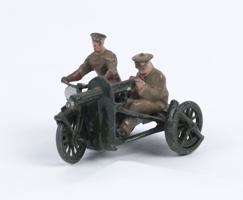 BRITAINS: - Motor Machine Gun Corps: motorcycle with machine gun mounted in sidecar, and detachable machine gun operative.