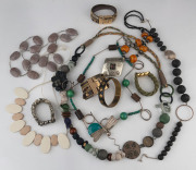 Six assorted vintage necklaces and five bracelets and bangles, (11 items),