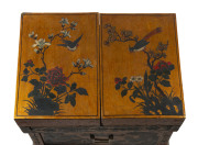 A Chinese export dressing table, fold-over top with hand-painted finish on gold background, Qing Dynasty, mid 19th century, ​83cm high, 62cm wide, 41cm deep - 3