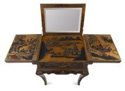 A Chinese export dressing table, fold-over top with hand-painted finish on gold background, Qing Dynasty, mid 19th century, ​83cm high, 62cm wide, 41cm deep - 5