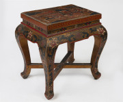 A Chinese occasional table, hand-painted floral motif on gold background, Qing Dynasty, mid to late 19th century, 48cm wide, 48cm wide, 38cm deep