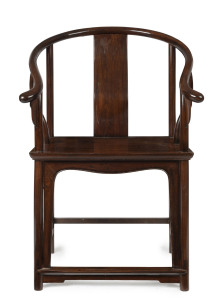A Chinese hardwood yoke chair, 19th/20th century, 99cm high, 63cm across the arms