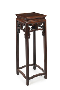 A Chinese hardwood pedestal, 19th/20th century, 74cm high, 27cm wide, 27cm deep