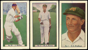 1938 Allens "Cricketers" (Coloured), complete set [36], including Don Bradman, Bill Brown & Len Hutton. One poor, others Fair/VG.