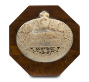 THE LAST SUPPER box lamp, carved and pierced mother of pearl and olive wood, circa 1900, ​the top 26cm high - 2