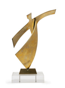 D. DELO (Italian) brass stylized dancing figure, c1970s, standing on perspex base and engraved with "d.delo" and edition no. "21/150S", overall height 43cm