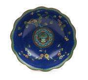 A fine Chinese Cloisonne bowl with lobed rim, Qing Dynasty, 19th century, 5cm high, 15cm across