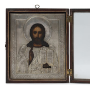 An antique Russian silver icon in timber case, 19th century, ​29 x 25cm overall - 2
