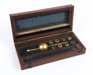 SIKES'S Hydrometer in mahogany case, 19th century, the case 25cm wide