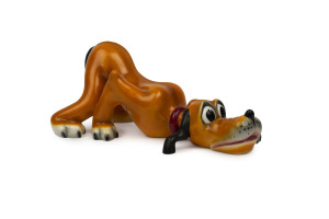 PLUTO: painted and glazed ceramic figurine of Pluto in a crawling posture, designed by Mario Bandini for Zaccagnini Ceramics of Florence, Italy, c.1940s, length 30cm, height 12cm. The largest "Pluto" figurine we have seen.