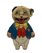 GUNTHERMANN (GERMANY): rare lithographed tin-plate "Bonzo" the dog, the wind-up action alternating his face between eyes closed and an open-eyed tongue thrust; c.1920s, length 23cm.