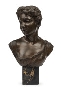 Antique Italian bronze bust of a lady on marble plinth, 19th century, signed on the back "ENIO......?, Naples", ​30cm high