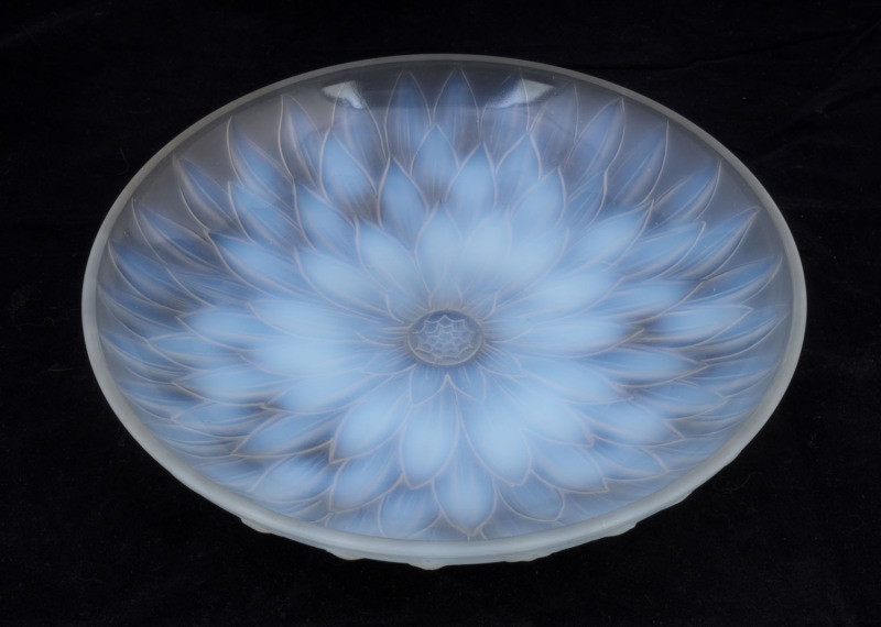 ETLING French Art Deco floral glass fruit bowl, circa 1930, 30cm diameter