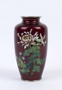 A Japanese pigeon blood cloisonne floral vase, 20th century, ​21.5cm high