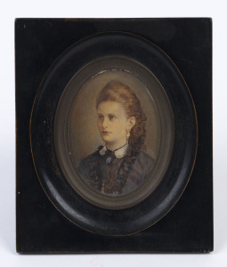 An antique portrait miniature of a lady, 19th century, 15 x 12.5cm overall
