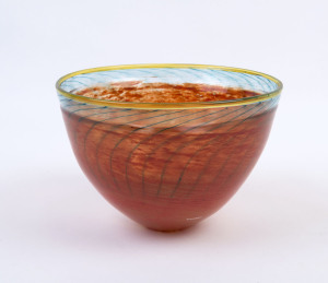 KOSTA BODA Swedish art glass fruit bowl, engraved "Kosta Boda, Artist Coll. R. Engman", 17cm high, 25.5cm diameter