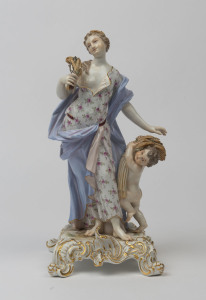 MEISSEN German porcelain statue, 19th century, blue factory mark, 29cm high