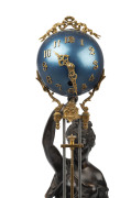"The Huntress" antique swinging mystery clock, gilt metal and spelter, late 19th century, 76cm high - 2