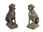 A pair of antique composition stone garden statues of hounds, late 19th century, 70cm high