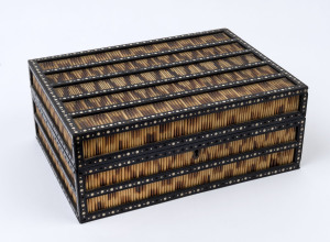 An Anglo-Indian deed box, porcupine quill, ebony and bone, 19th century, ​14cm high, 36cm wide, 25cm deep