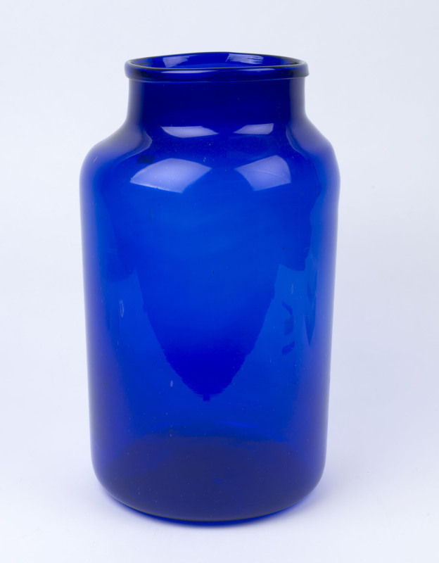 A large and impressive hand-blown Bristol glass jar, 19th century, ​44cm high, 26cm wide