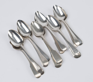 Seventeen assorted antique sterling silver spoons, predominantly Georgian English, 600 grams total