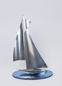 A chrome and glass Art Deco yacht ornament, circa 1930, 41cm high