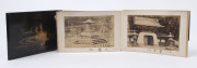 JAPAN: A small photograph album, circa 1900, with laminated wooden covers (defective) containing a collection of 50 albumen prints affixed to the folding pages; each print approx. 9 x 14cm and mostly depicting traditional subjects; a few villages scenes,