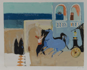 Nachum GUTMAN (Israeli, 1898 - 1980) At the Hotel Bellavista, Jaffa, lithograph in colours, editioned [124/150] and signed in lower margin,