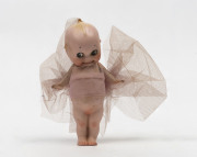 "KEWPIE" DOLL: vintage German bisque doll, adorned in pink bow, c.1912-15, height 17cm.