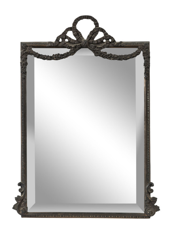 An antique French bronze framed table mirror, 19th century, ​42 x 27cm