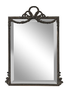 An antique French bronze framed table mirror, 19th century, 42 x 27cm