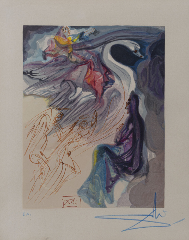 SALVADOR DALI (1904 - 1989) The Divine Comedy, woodcut in colours, artist's proof, signed in lower margin at right, 24 x 18.5cm.