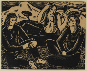 Vasile DOBRIAN (Romania, 1912-1999) linocut, circa 1932, with the artist's monogram lower left,