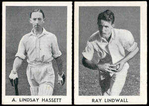 1947 Amalgamated Press (Radio Fun) "Famous Test Cricketers", almost complete set [21/24], noted Lindsay Hassett, Don Bradman & Ray Lindwall. Fair/VG.