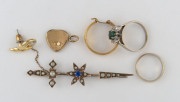 Two rings, a sword brooch, earrings etc