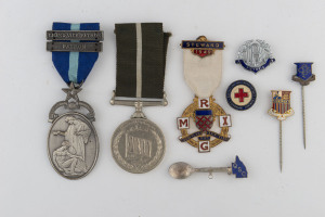 Eight assorted medals and badges, 20th century, ​the largest 11cm high