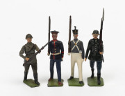 BRITAINS: - 54mm Hollow Cast Lead - Assorted Foreign Troops: wearing late 19th/early 20th century uniforms/battle dress comprising Austro-Hungarian (8), Egyptian (6), German (19), Japanese (8) & Uruguayan (8) figures; all with the weapon arm articulated, - 2