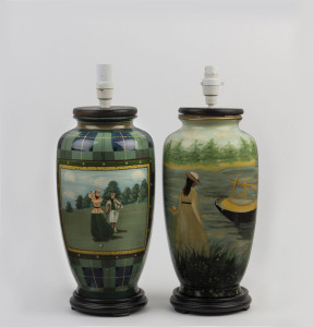 Two table lamp bases with hand-painted finishes, late 20th century, ​52cm high