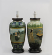 Two table lamp bases with hand-painted finishes, late 20th century, ​52cm high