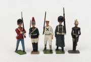 BRITAINS: - 54mm Hollow Cast Lead - Mostly British Selection: c.1950s group of figures comprising House Guards Sentry (6), Royal Navy White jackets (8), Royal Marines (7), Grenadier Guards in Winter Overcoats (14); also Danish Infantry figures (7); all fi - 2