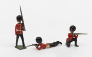 BRITAINS: - 54mm Hollow Cast Lead - Irish Guards: comprising Marching Figures With Rifle (34), Marching Figures With Sword (6), Standing Firing Rifles (7), Kneeling Firing Rifles (5), Prone Firing Rifles (6), plus a single figure Kneeling with Binoculars - 2