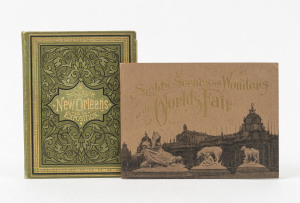 "Souvenir of New Orleans and the Exposition" (published 1885 by Louis Schwarz) hard-cover with olive cloth and gilt highlights; also, "Sights, Scenes and Wonders at the World's Fair" Gem Edition: Official Book of Views of the Louisiana Purchase Exposition