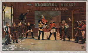 "THE KLONDYKE NUGGET by S.F. CODY" A striking chromolithographic poster produced in Ireland, circa 1899 by David Allen & Sons, Belfast, 42 x 69.5cm (image).