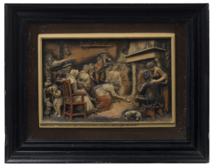 A vintage framed ivoreen plaque titled "HALLOWEEN" early 20th century, 32 x 39.5cm overall
