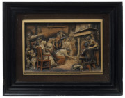 A vintage framed ivoreen plaque titled "HALLOWEEN" early 20th century, ​32 x 39.5cm overall