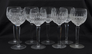 WATERFORD Irish crystal set of eight wine glasses, 20th century, 19cm high