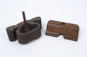 Two antique wooden routers, 19th century, (missing one blade), ​17cm and 19.5cm wide