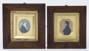 Two Georgian profile portrait miniatures, in original rosewood frames, each notated verso "The Year 1792," with further ownership inscription naming Mrs N.G. Downie, ​22.5 x 20.5cm and 24 x 22cm overall