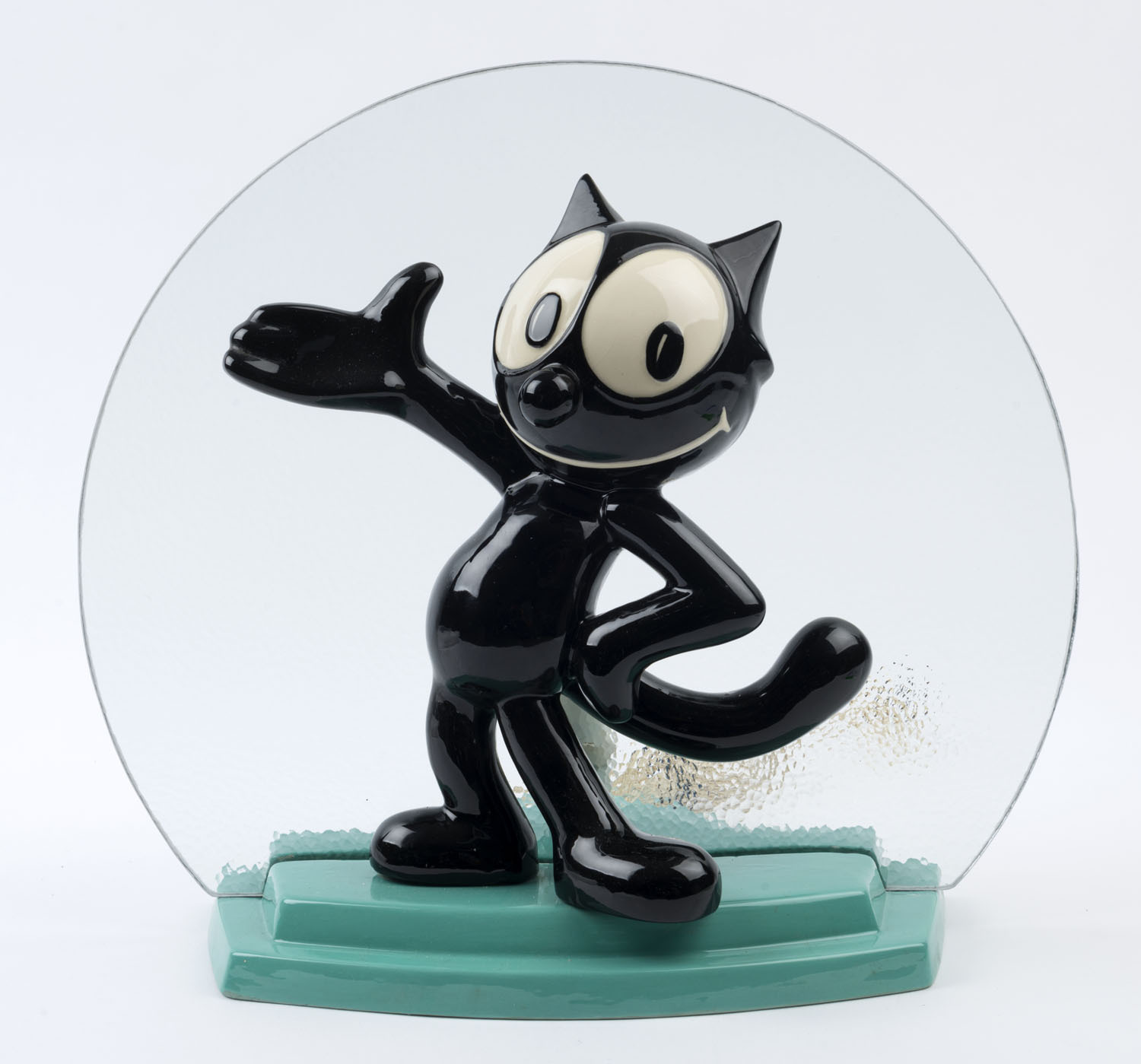 FELIX THE CAT : impressive ceramic figurine lamp with glass 